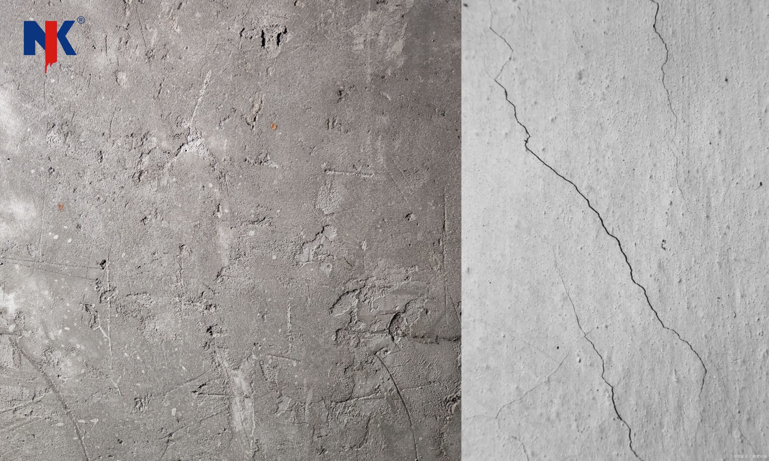 tường bị nứt, rỗ